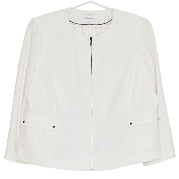 Calvin Klein Jacket Minimalist Quiet Luxury Classic Capsule Scandi Zip White 24W - Picture 1 of 7